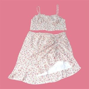SHEIN White floral print set Top and skirt. 2XL